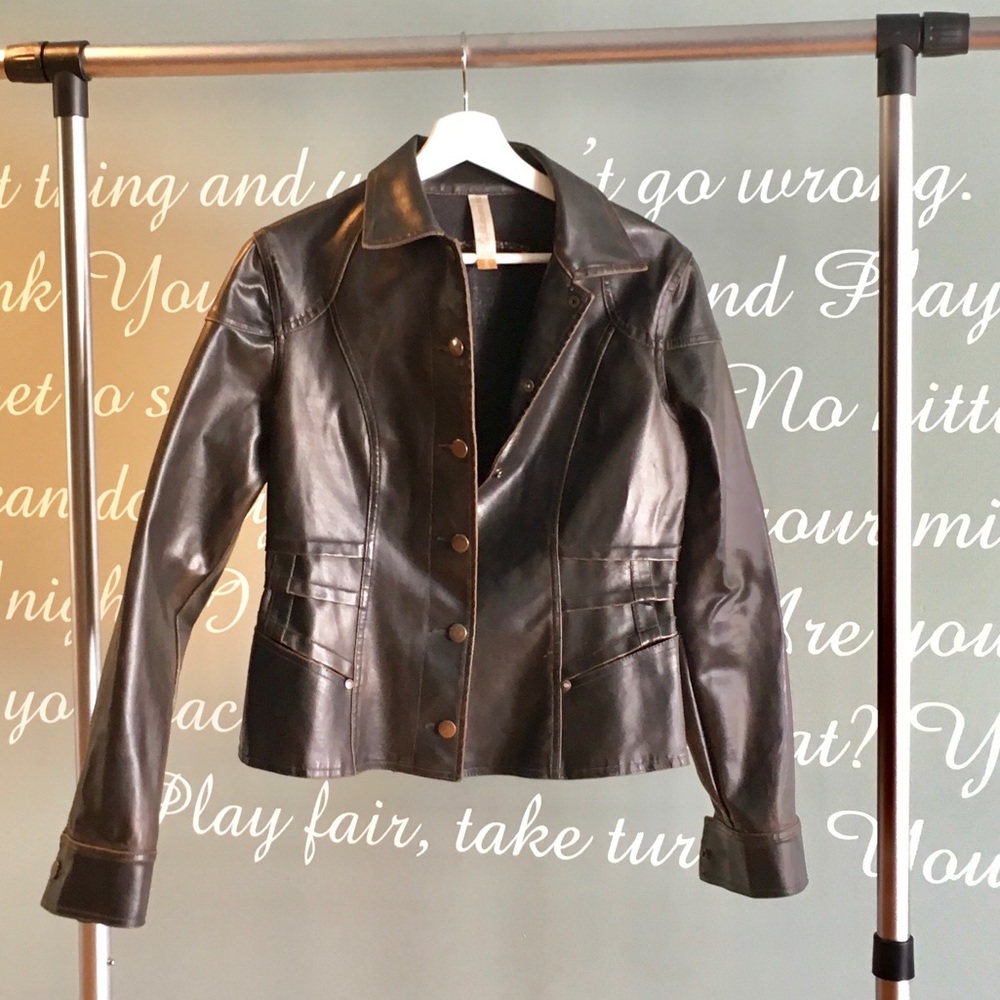 NO BOUNDARIES BROWN LEATHER JACKET